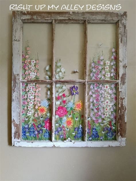 Old Window Wall Art Ideasvintage Window Floral Paneunique Etsy