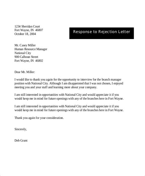 If you are going to send your interviewer a short email declining the interview, do it in. FREE 10+ Sample Rejection Letter Templates in PDF | MS ...