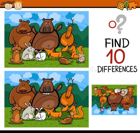 Finding Differences Game Cartoon Stock Vector Illustration Of School