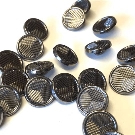 15mm Black Metal Chevron Pattern Buttons Pack Of 10 The Button Shed