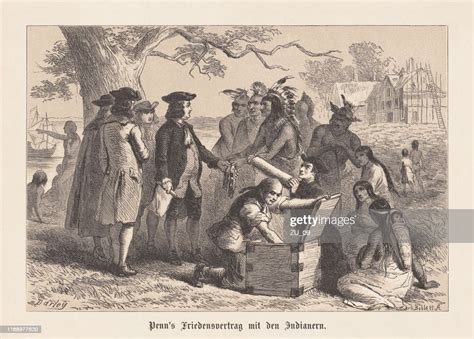 William Penns Treaty With The Indians 1682 Woodcut Published 1876 High