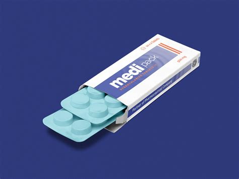 pharmaceutical medicine tablet box packaging mockup psd designbolts