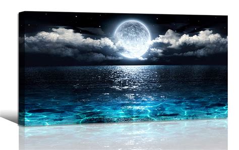 Wall Art Moon Sea Ocean Landscape Picture Canvas Wall Art Print