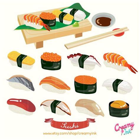 Sushi Clipart California Roll Japanese Clip Art Japan Clipart Food Clip Art Chopsticks Clipart