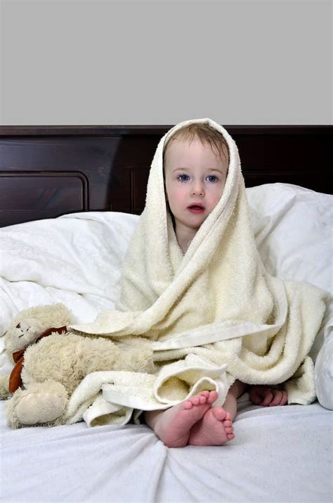 Little Girl In A Towel After A Shower Stock Image Image Of Innocent