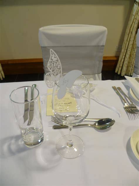 Silver White Themed Table Setting Champagne Flute Glassware Table