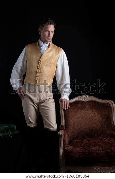 Handsome Regency Gentleman Wearing Linen Shirt Stock Photo