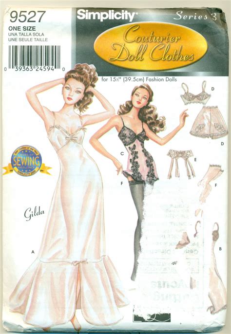15½” Gene Doll Sexy Lingerie Couturier Sewing Pattern Simplicity 9527