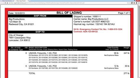 Fillable bill of lading form. Bill of Lading for Hazardous Materials - YouTube