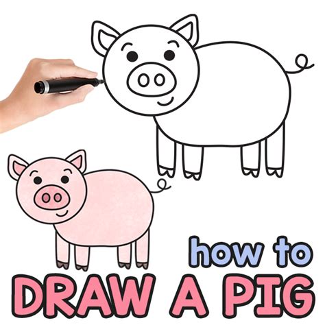 How To Draw A Pig Step By Step Drawing Tutorial Easy Peasy And Fun
