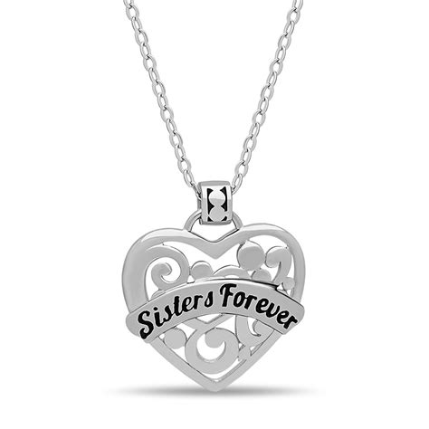 925 Sterling Silver Sister Heart Necklace Silver Heart Necklace For