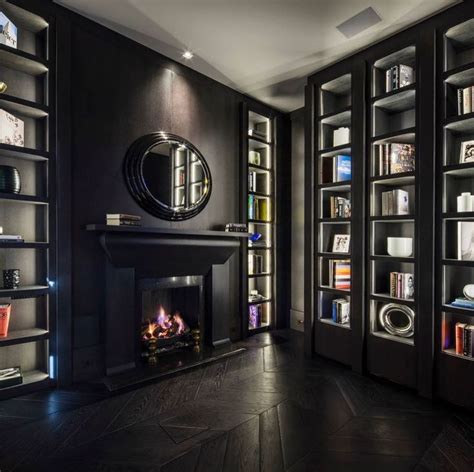 Maybe you would like to learn more about one of these? Black library 📚 😎🖤 | Black living room decor, Luxury home ...