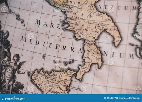 Mapa Antigo Do Mar Mediterrâneo De Itália Foto De Stock Imagem De