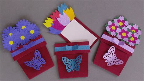 How to make a homemade birthday card. DIY FLOWER POT CARD / HANDMADE GREETING CARD MAKING IDEAS ...
