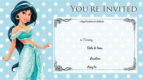 Free Printable Princess Jasmine Disney Birthday Invitation Free