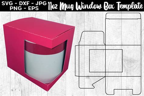 11oz Mug Box Template SVG 11oz Mug Box Window Template