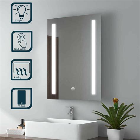 Led Illuminated Bathroom Mirror With Led Lights Demister Touch Sensor Vertical China Led