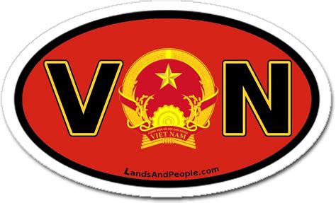 Vietnam Vn And Vietnamese Flag Car Bumper Sticker Decal Oval
