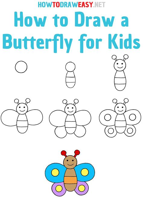 Butterfly Drawing For Kids Step By Step