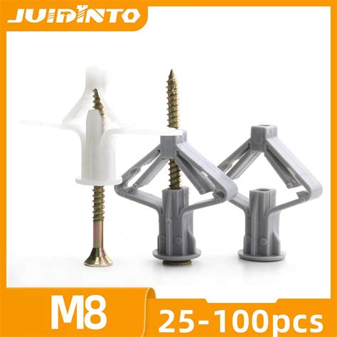 Juidinto 25 50pcs Plastic Expansion Drywall Anchor Kit With Screws M8 38 M8 50 Self Drilling