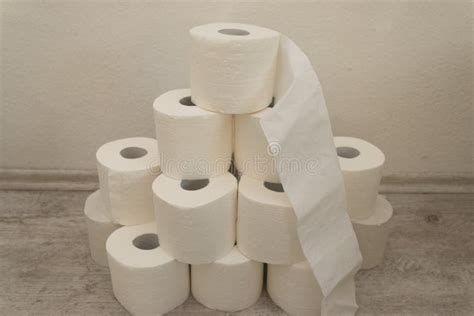 Close Up Of Stacked Toilet Paper Stock Photo Image Of Household