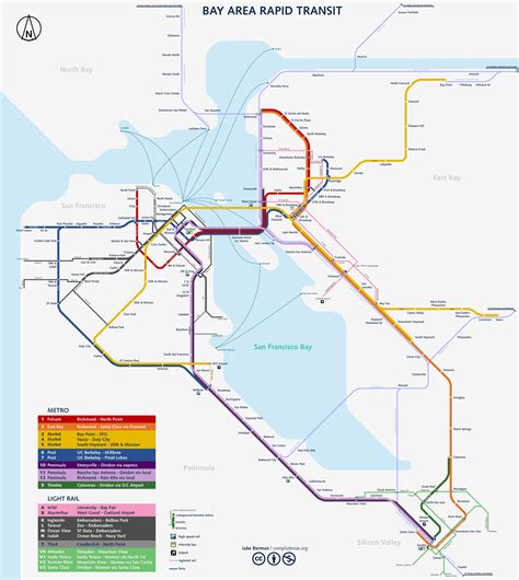Mapa del tren de San Francisco líneas de tren y estaciones de tren de