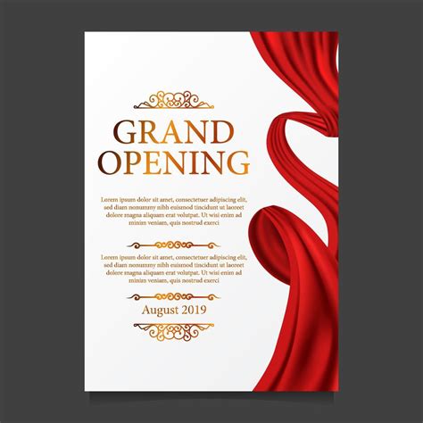 Grand Opening Ceremony Red Silk Ribbon Poster Banner 1750638 Vector Art