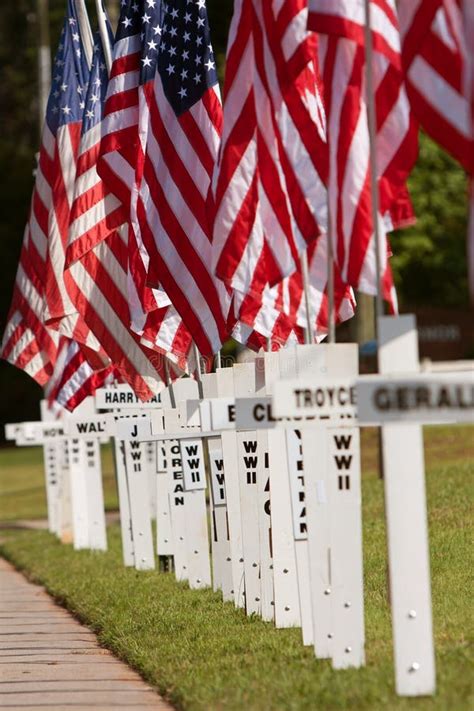 Crosses On Sidewalk Commemorate Memorial Day Editorial Stock Photo