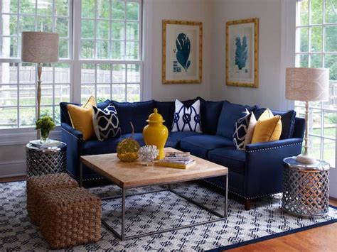 Small Spaces Living Rooms With Modern Navy Blue Sectionals