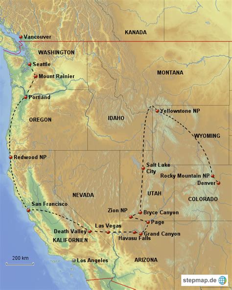 Stepmap Usa West Zoom3 Sara Landkarte Für Usa