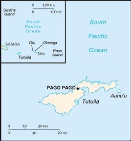 Karte von samoa mit der hauptstadt apia. Amerikanisch Samoa Karte