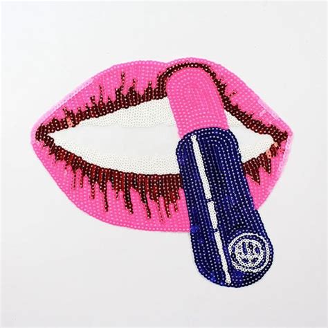Pink Sequins Mouth Lips Lipstick Patches For Garment Accessories Sew On