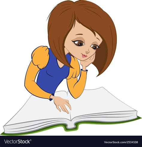 Girl Reading Book Cartoon Royalty Free Vector Image