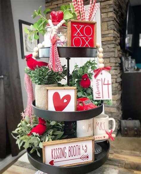red and white valentines day tiered tray set mix and match etsy diy valentines decorations