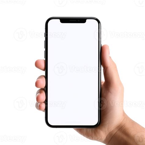 Phone Mockup In Hand Clipping Path A Smartphone With A Blank White