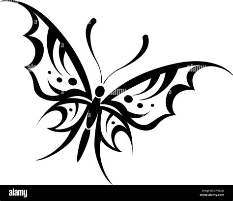 Vector Illustration Of Butterfly Tribal Drawing On White Background