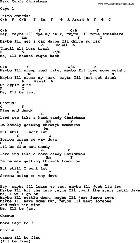 Dolly Parton Song Hard Candy Christmas Lyrics And Chords