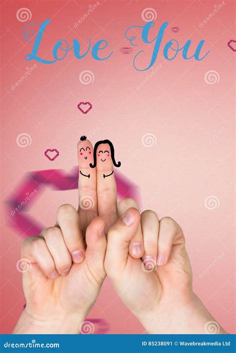 Happy Finger Face Couple In Love Stock Image Image Of Flare Frame