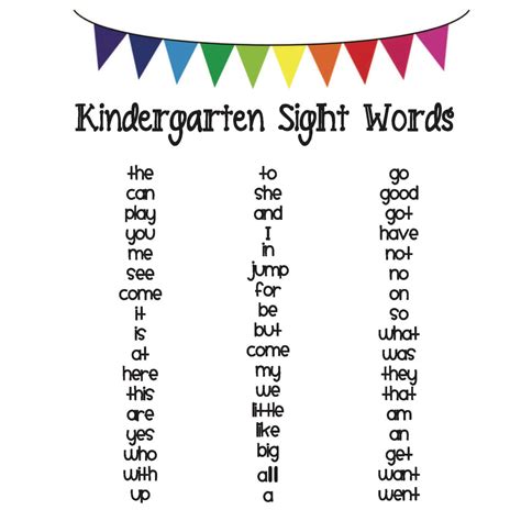 Sight Words For Kindergarten Apoprints