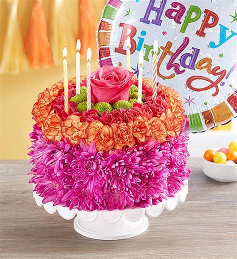 Birthday Wishes Flower Cake® Vibrant From 1 800 Flowerscom