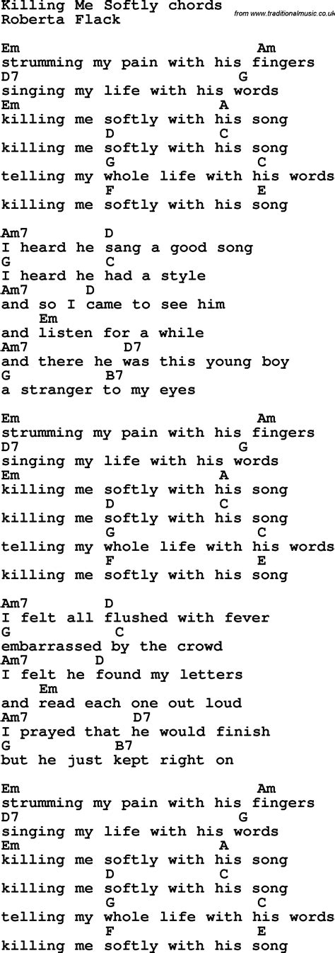 Song Lyrics With Guitar Chords For Killing Me Softly Hot Sex Picture
