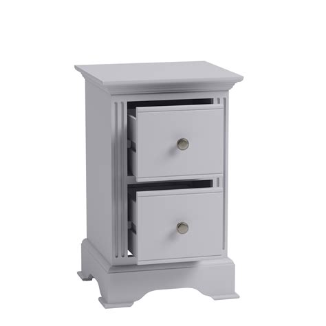 Brompton Painted Soft Grey Small 2 Drawer Bedside Cabinet