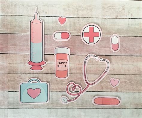 Cute Medical Themed Self Care Sticker Pack Etsy Themed Stickers