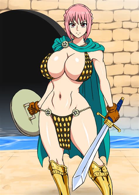 Hentai Busty Girl Alluring Big Breasts Bikini Armor Blue Eyes Blush Breasts Curves Hentai Busty