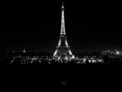 Eiffel Tower At Night Sparkling Black And White