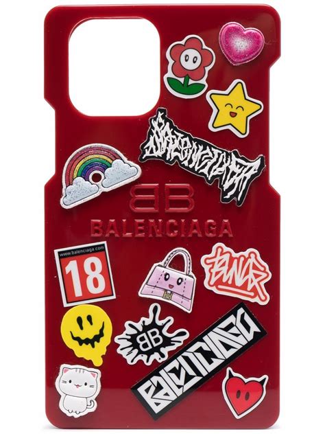 Balenciaga Sticker Embellished Iphone 12 Phone Case Farfetch