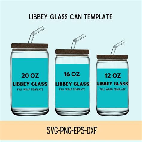 16oz And 20oz Templates For Libbey Glass Can Svg File For Cricut Etsy