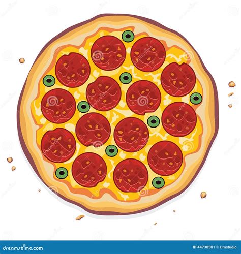 Pepperoni Slices Delicious Food Isolated In Black And White Vector