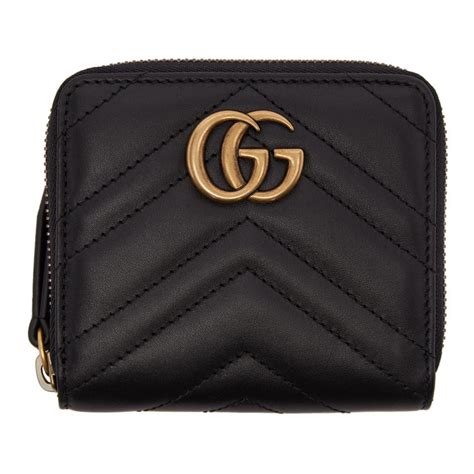 Gucci Black Mini Gg Marmont 20 Zip Around Wallet Lyst