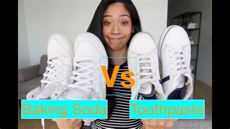Now readingthe easiest way to clean white sneakers (using things under your kitchen sink). Cleaning WHITE SHOES ... Toothpaste Vs Baking Soda - YouTube